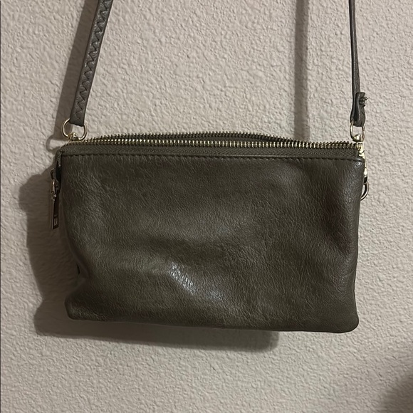 Jen & Co Olive Leather Crossbody Bag - Picture 1 of 6